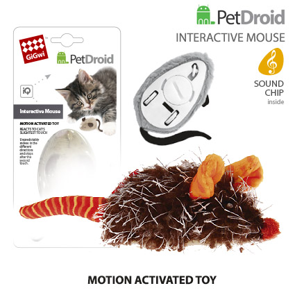Интерактивная игрушка мышка для кошки со звуковым чипом Gigwi